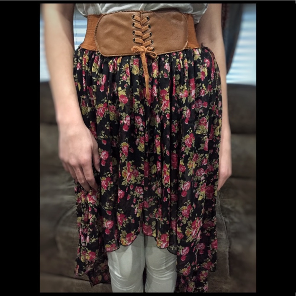 High Low Floral Skirt
